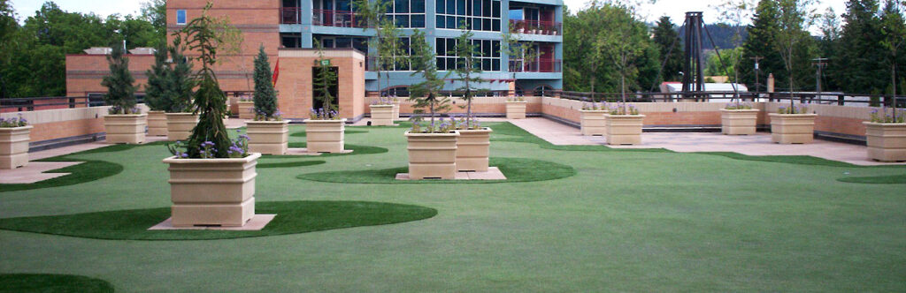putting course set in an office park