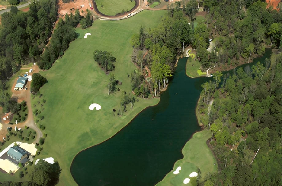 aerial view of a backyard gold course