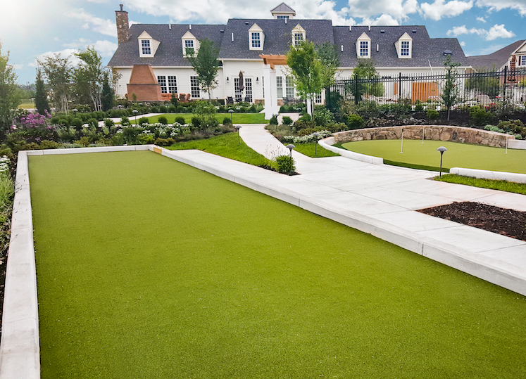 perfectly installed sports turf in front of a picturesque estate