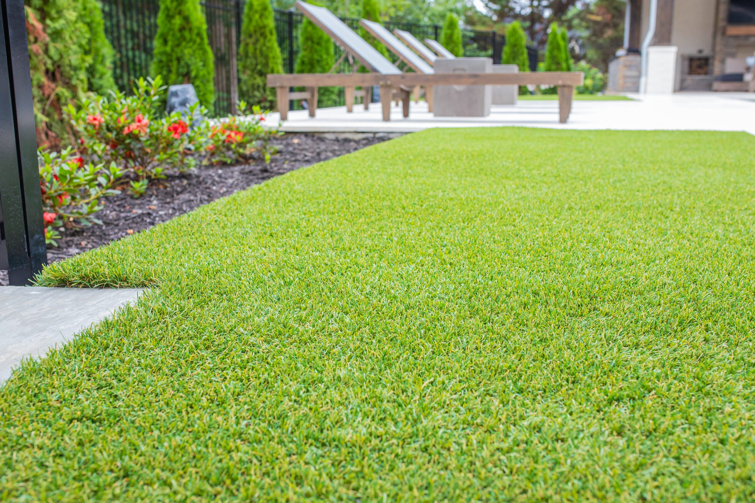 high quality synthetic turf in a backyard