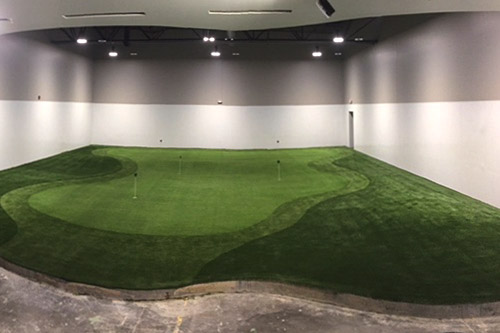 putting green inside a large room
