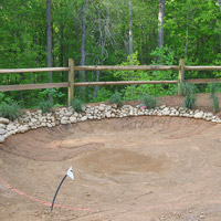 bunker dug out of the land for a sand trap