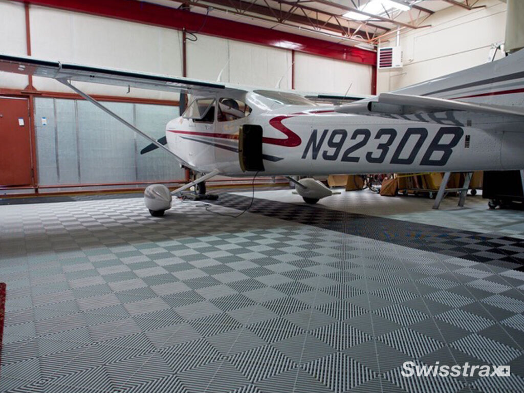 swisstrax in a plane hangar