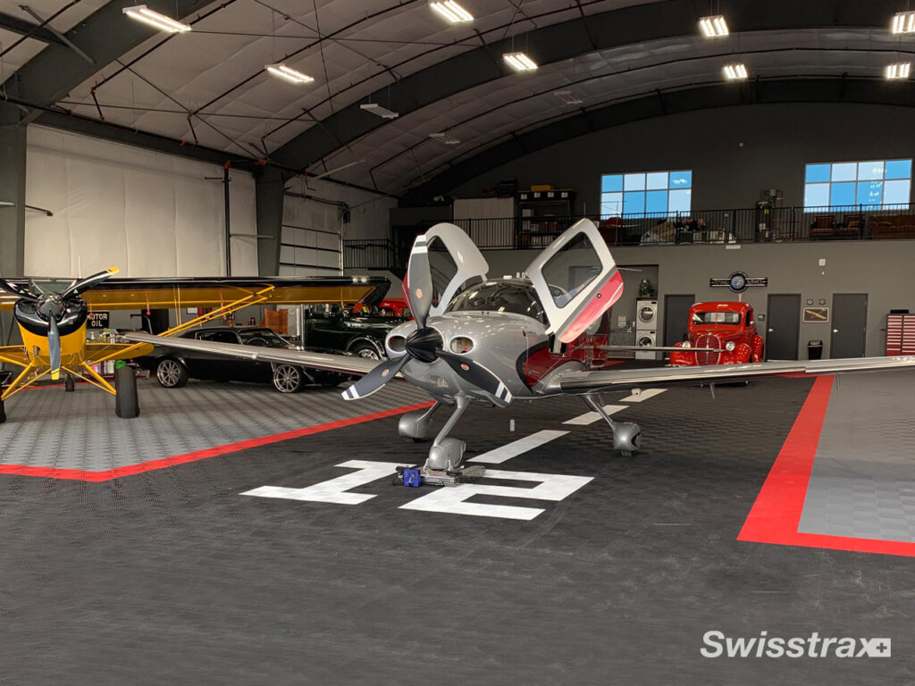 swisstrax in a large plane hangar
