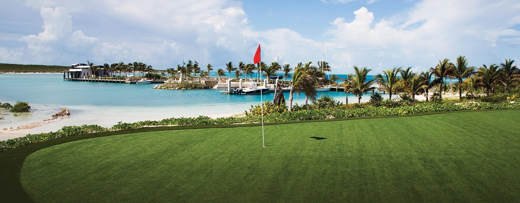 beautiful golf green in a tropical paradise