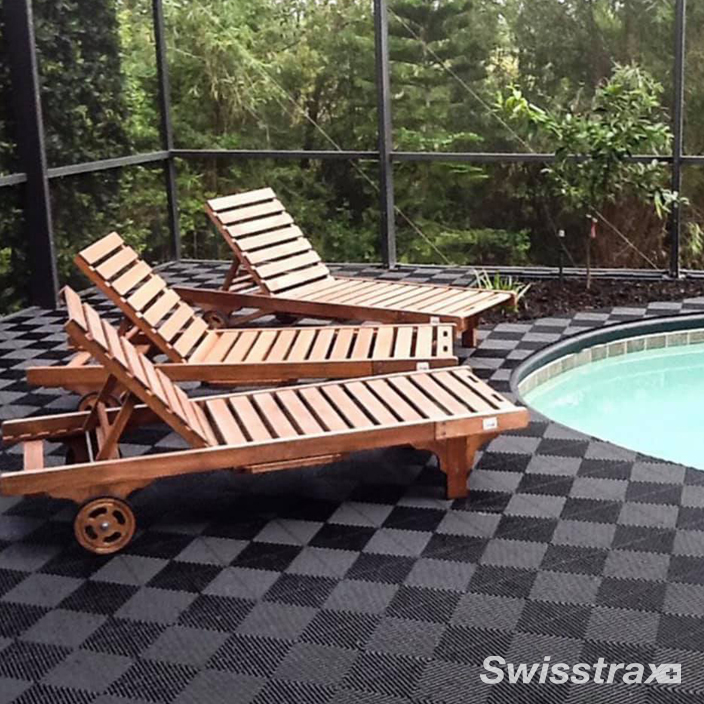 lounge chairs set on top of swisstrax flooring
